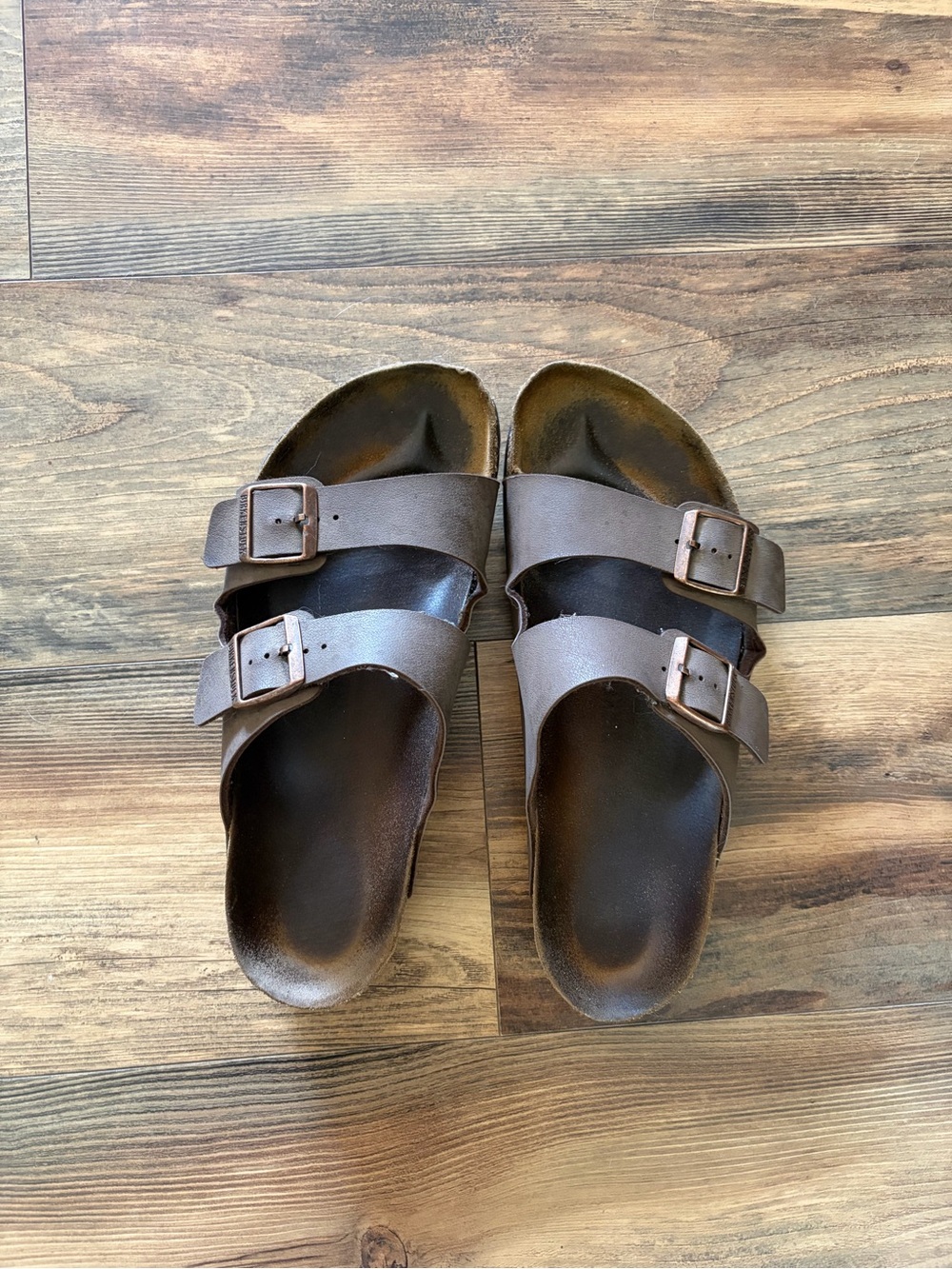 Birkenstock Men's Brown Double Buckle Slide Sandals